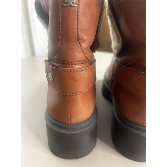 Sam Edelman Linds Brown Leather Chunky Heel Rounded Toe Zipper Ankle Boots SZ 9 - Picture 14 of 15